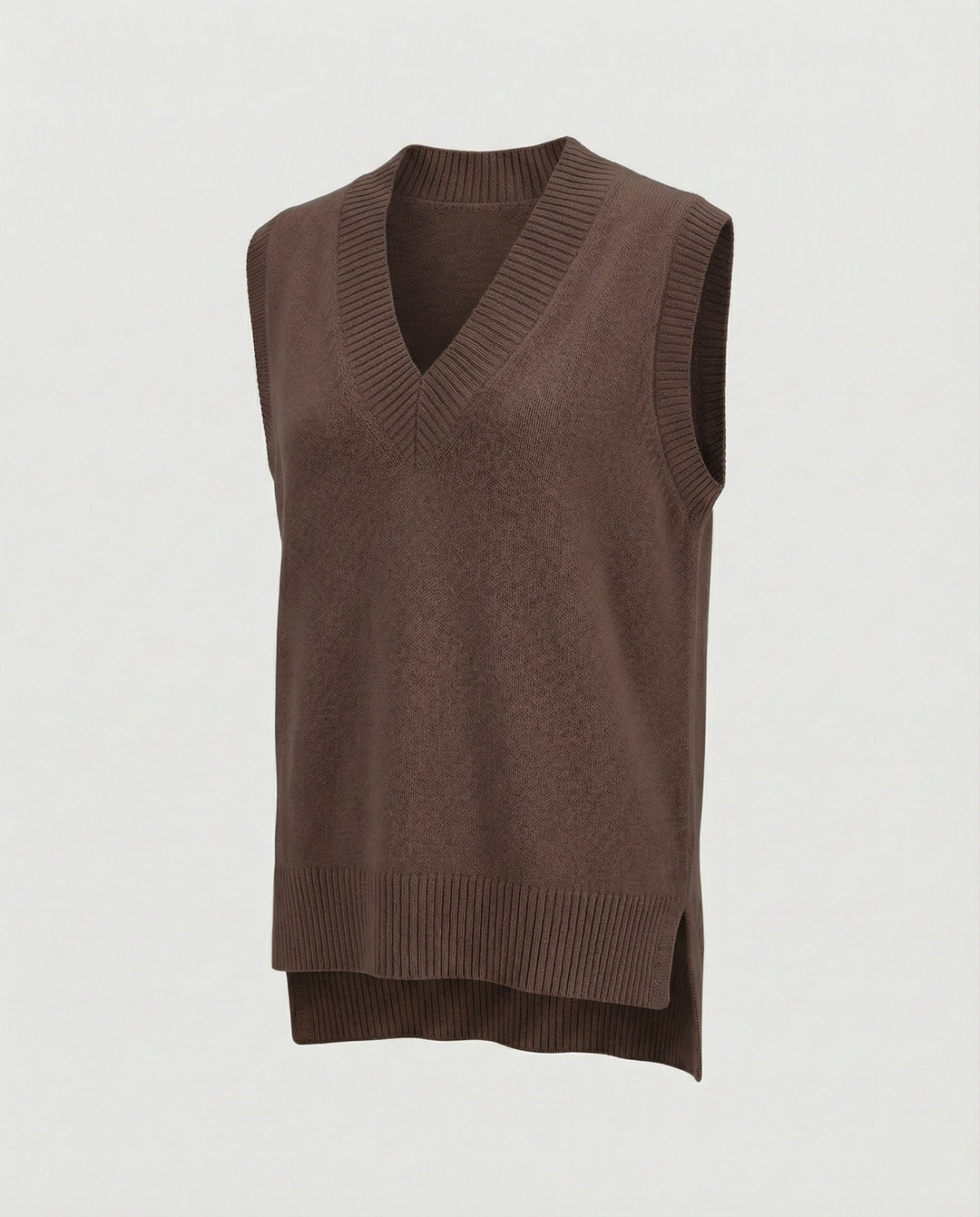 Damen Strickweste mit V-Ausschnitt und Rippstruktur EB