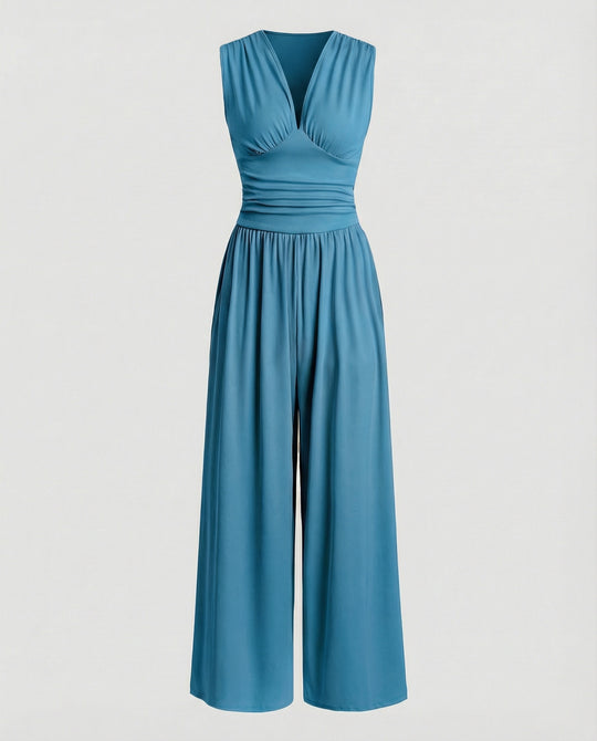 Damen Jumpsuit mit schickem V-Ausschnitt und weitem Bein EB
