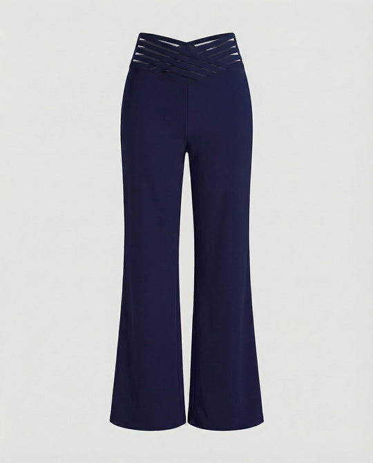 Damen Weit geschnittene Palazzo-Hose mit trendigen Cut-Outs EB