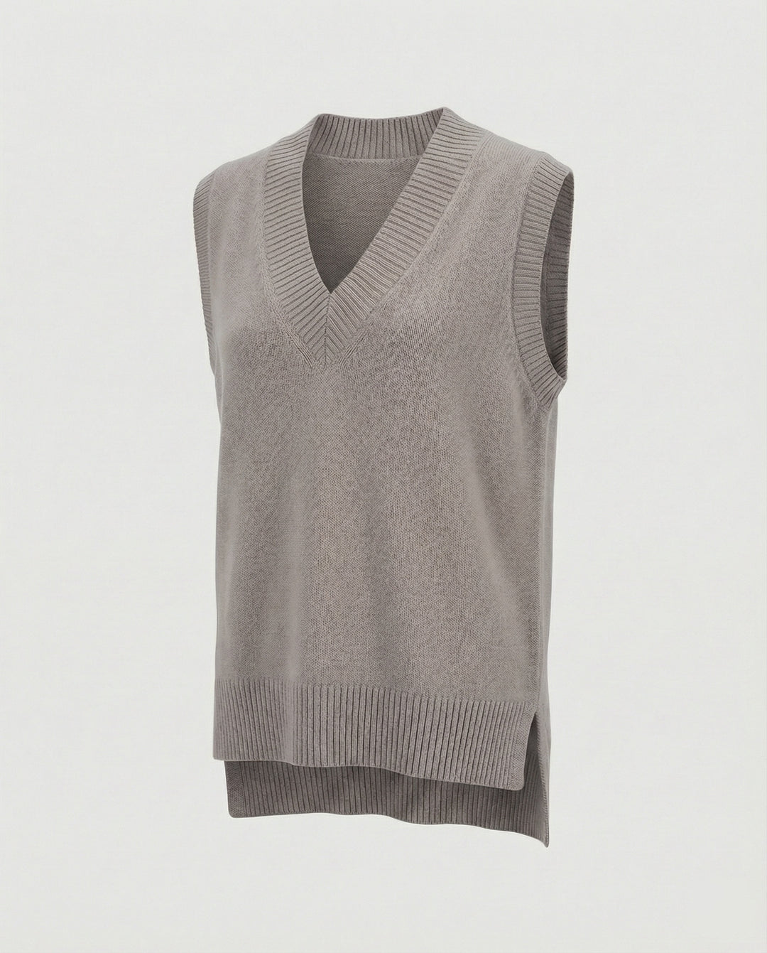 Damen Strickweste mit V-Ausschnitt und Rippstruktur EB