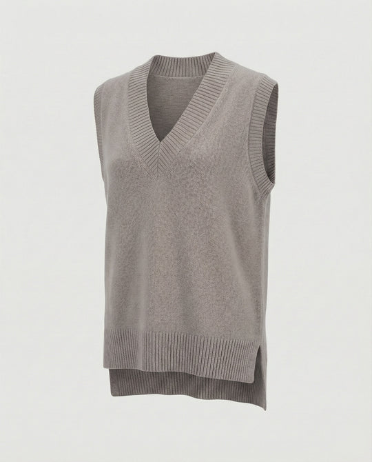 Damen Strickweste mit V-Ausschnitt und Rippstruktur EB