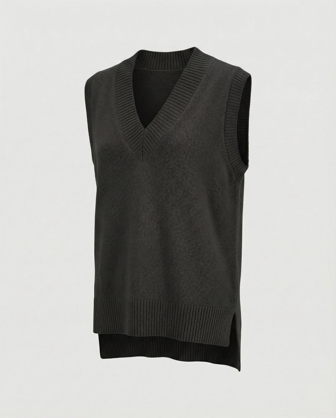 Damen Strickweste mit V-Ausschnitt und Rippstruktur EB