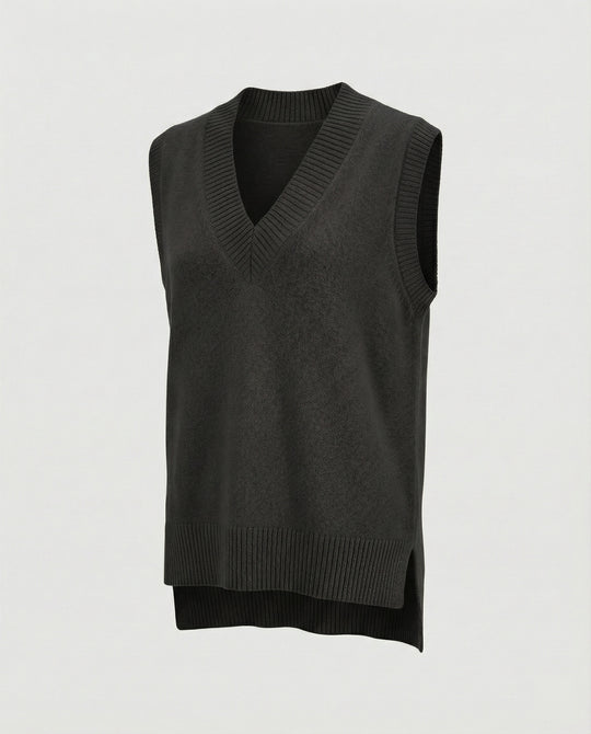 Damen Strickweste mit V-Ausschnitt und Rippstruktur EB