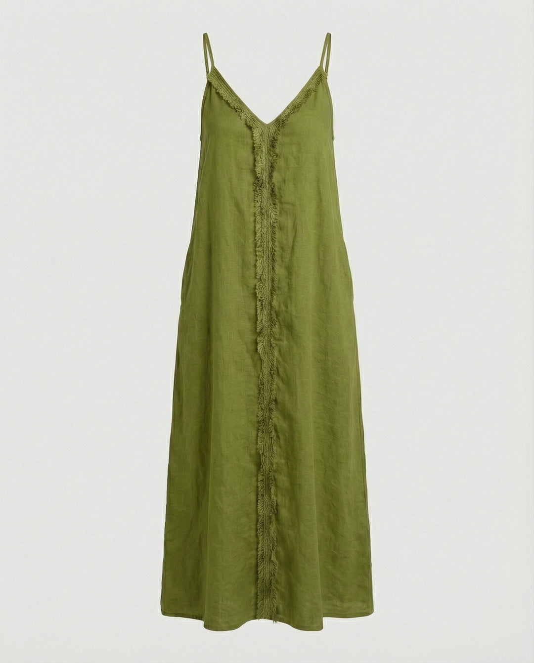 Damen Maxikleid mit lässigem V-Ausschnitt und seitlichen Taschen EB