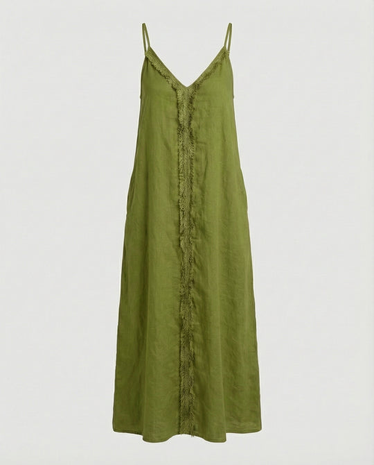 Damen Maxikleid mit lässigem V-Ausschnitt und seitlichen Taschen EB