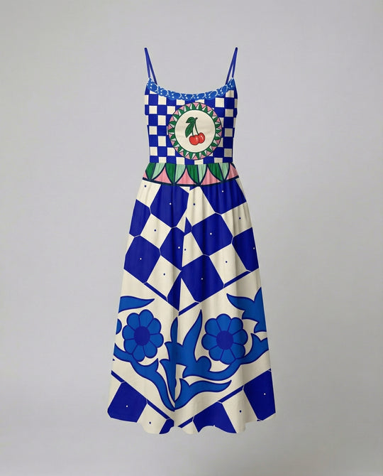 EB | Einfarbiges Kleid mit U-Ausschnitt und Strapsen