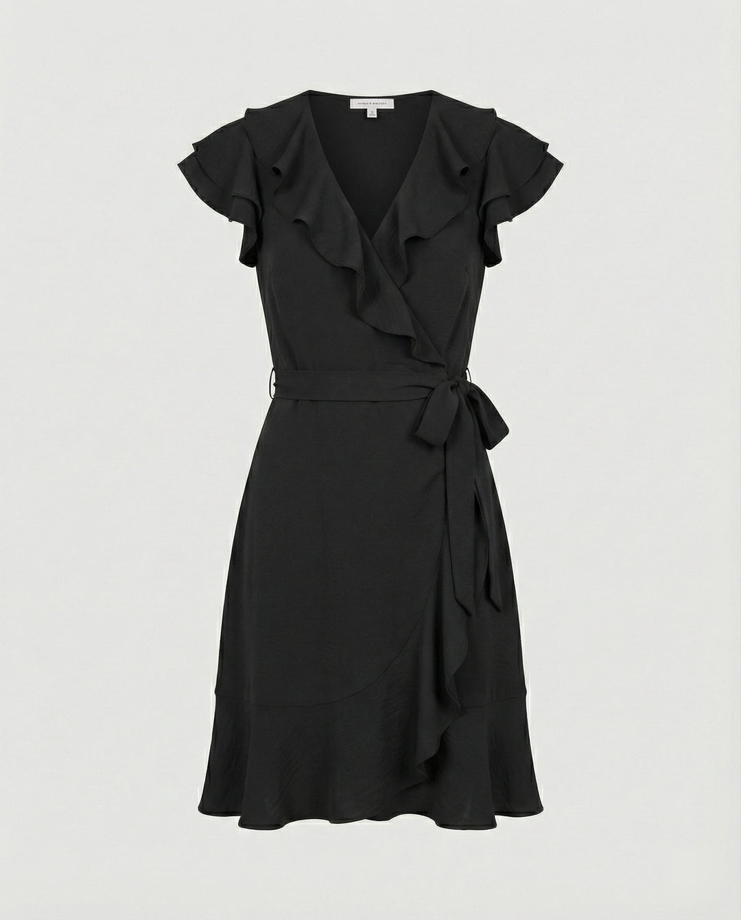 Damen Wickelkleid mit voluminösen Rüschendetails und Taillengürtel EB