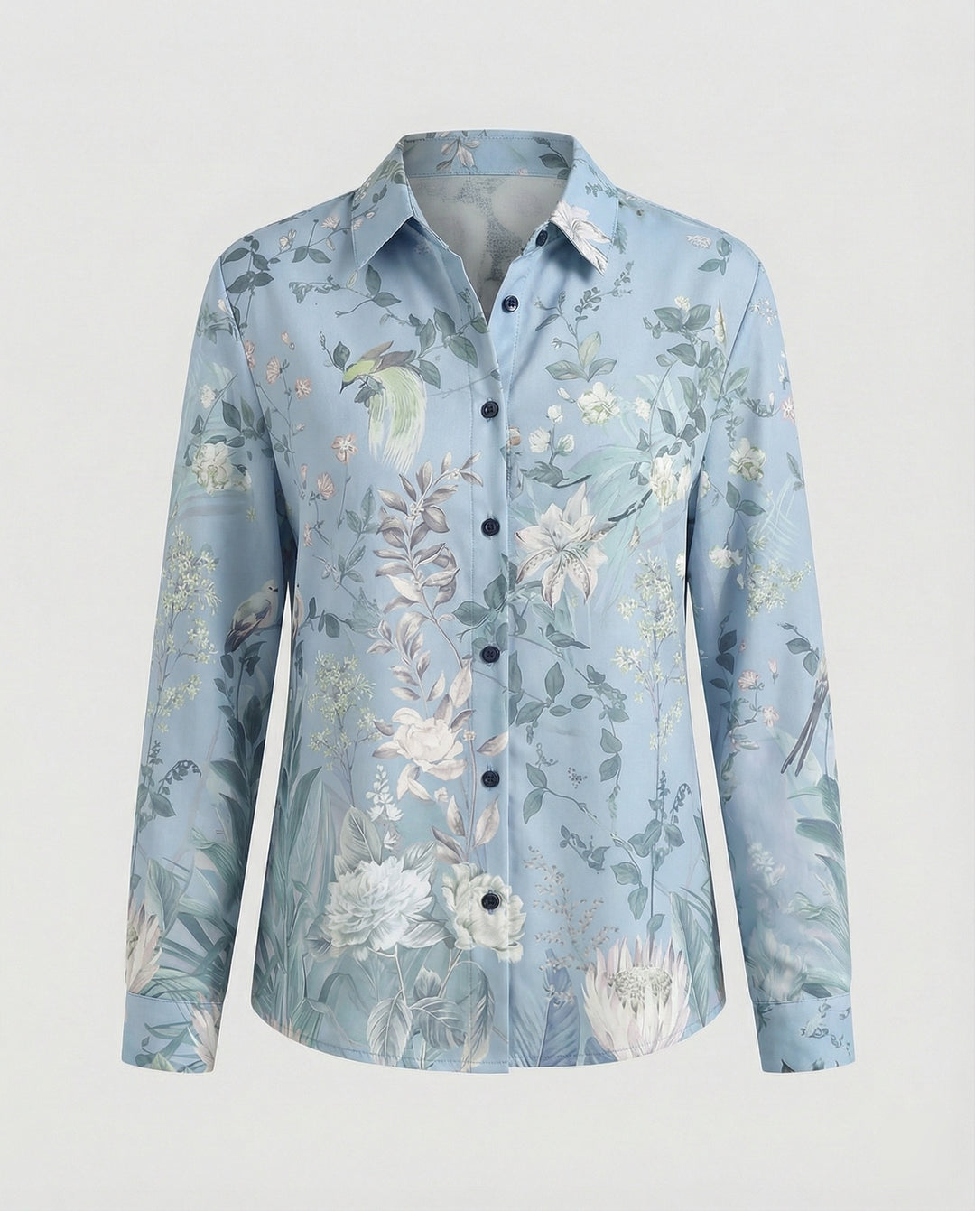 Leichte Hemdbluse Damen Aquarell Blumen