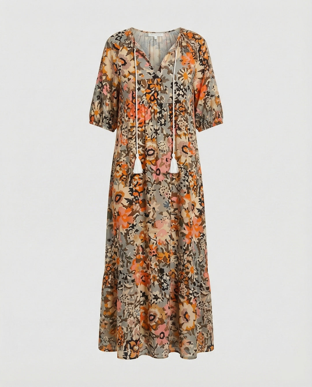Boho Maxikleid Damen Kordelzug