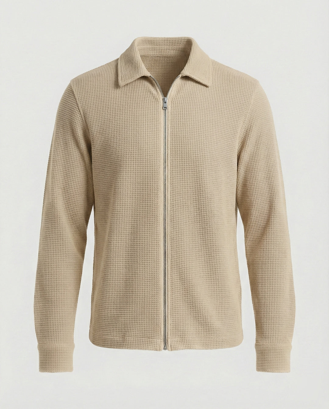Herren Eleganter Langarmshirt mit strukturierter Oberflächenbeschaffenheit und hochwertigem Reißverschluss EB