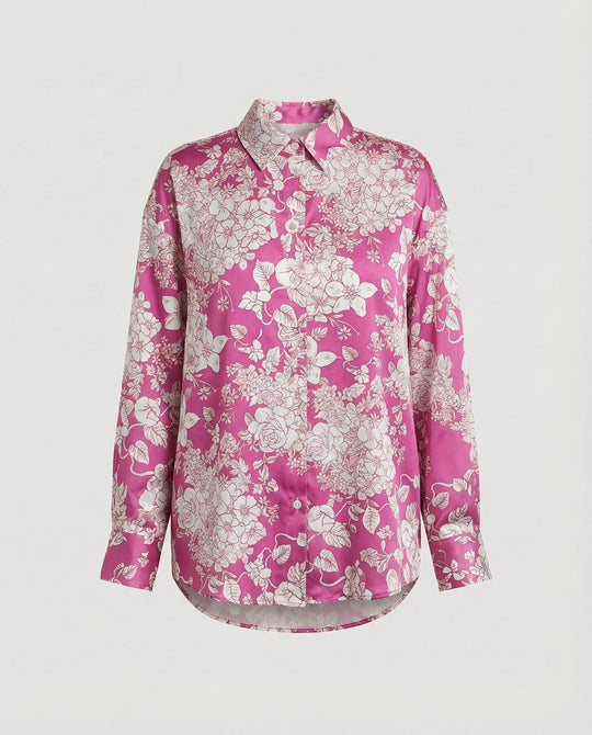 Leichte Hemdbluse Damen Aquarell Blumen