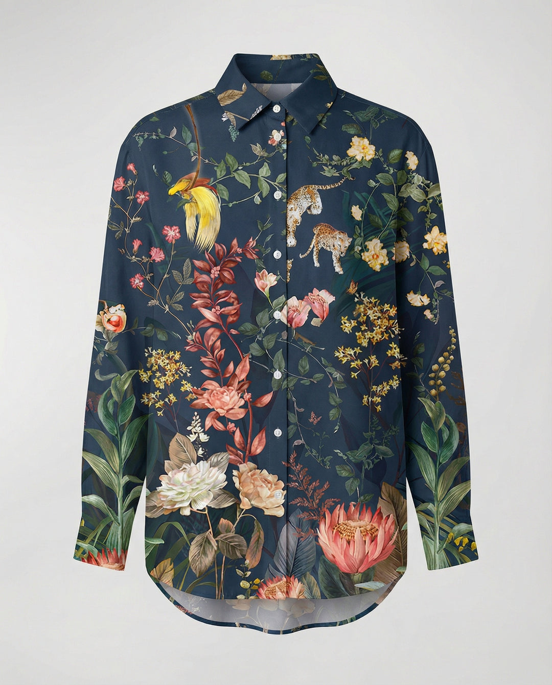 Leichte Hemdbluse Damen Aquarell Blumen