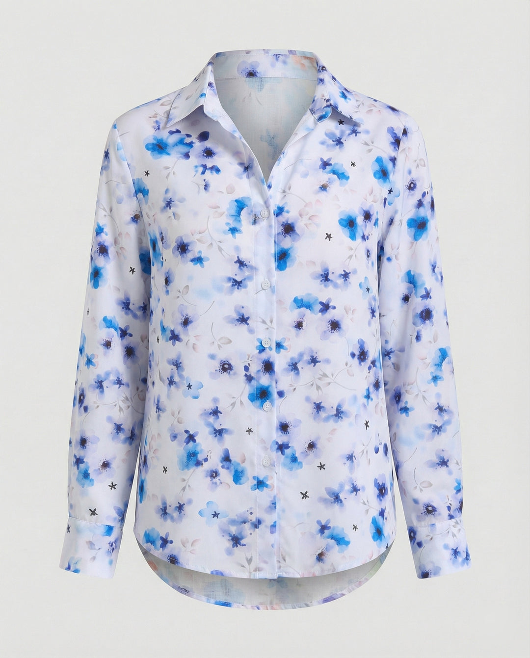 Leichte Hemdbluse Damen Aquarell Blumen