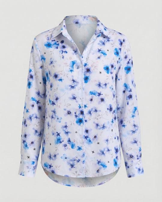 Leichte Hemdbluse Damen Aquarell Blumen