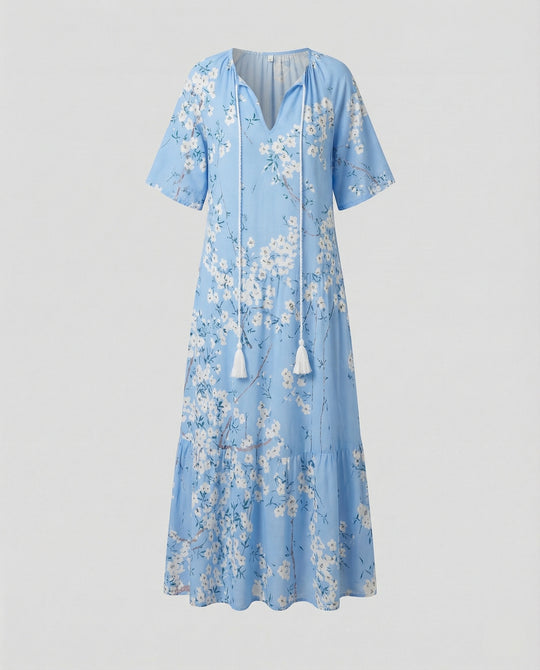Boho Maxikleid Damen Kordelzug