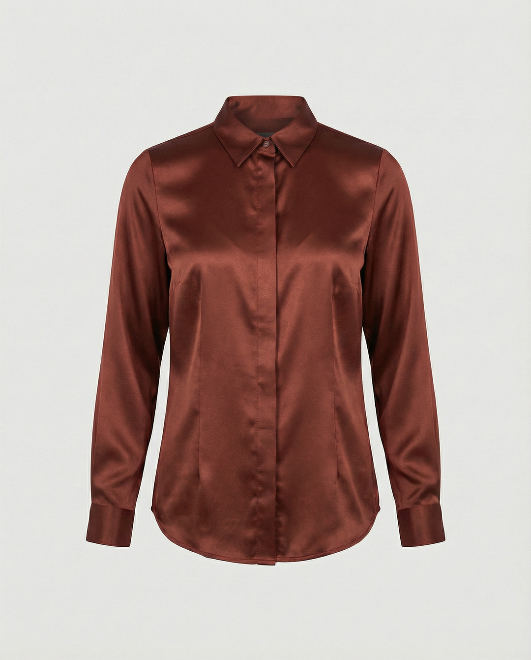 Damen Satin-Bluse mit klassischem Kragen EB
