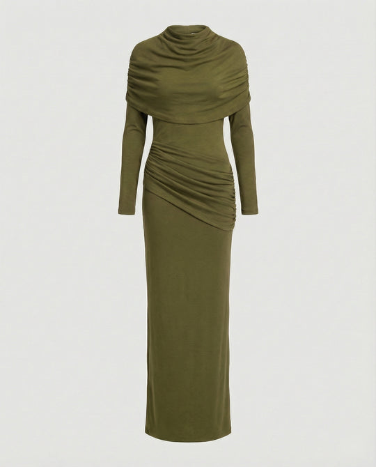Damen Maxikleid mit Drapierung