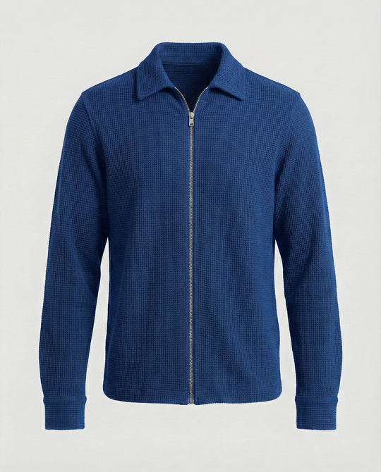 Herren Eleganter Langarmshirt mit strukturierter Oberflächenbeschaffenheit und hochwertigem Reißverschluss EB