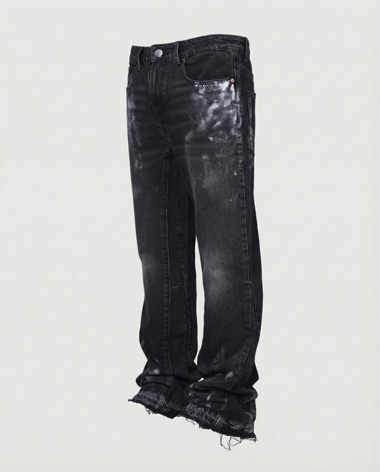 Damen High Waist Jeans mit Fransen Saum