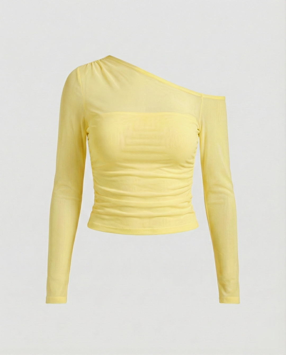 Damen Elegantes asymmetrisches Oberteil mit schulterfreiem Design und Raffung EB
