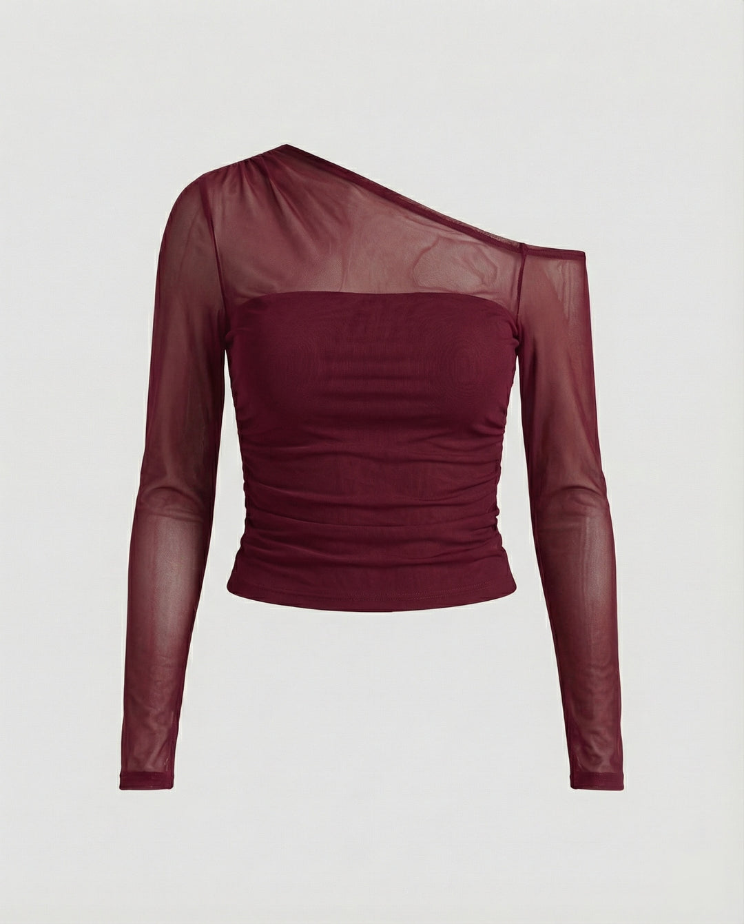 Damen Elegantes asymmetrisches Oberteil mit schulterfreiem Design und Raffung EB