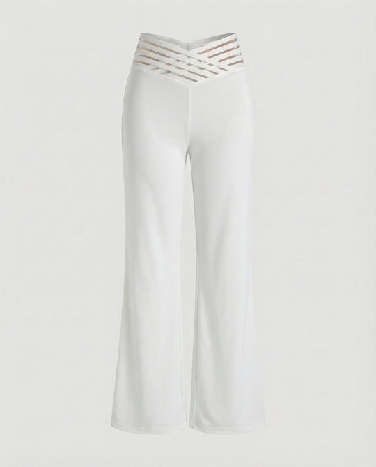 Damen Weit geschnittene Palazzo-Hose mit trendigen Cut-Outs EB