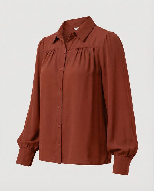 Damen Bluse mit voluminösen Ärmeln und eleganten Rüschendetails EB