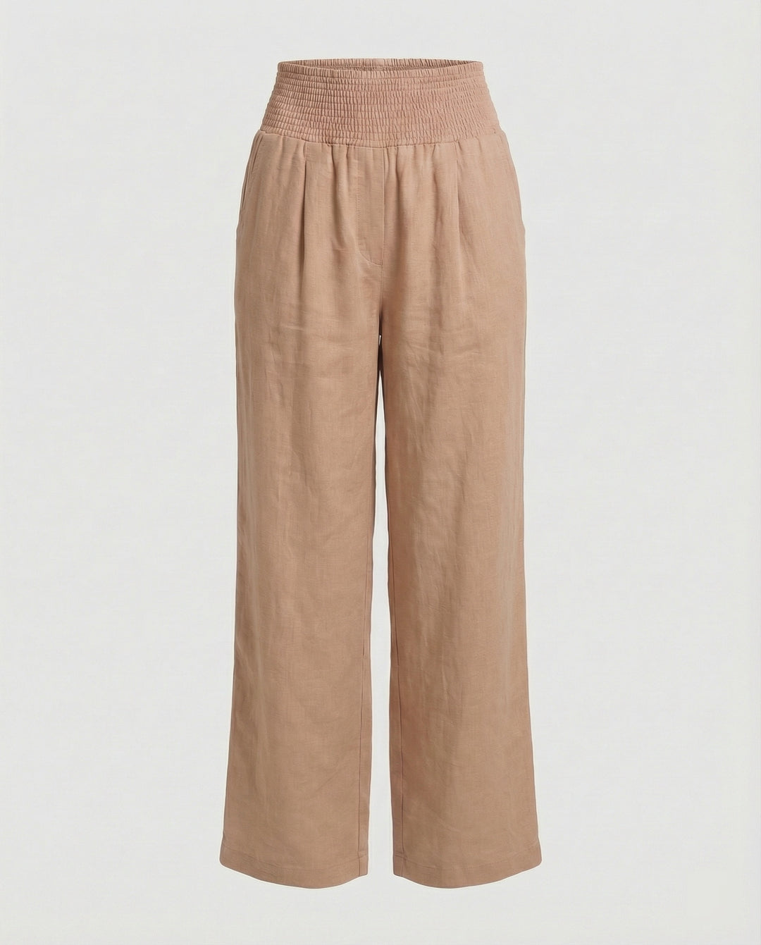 Damen Luftige Leinenhose mit elastischem Bund und Weitschnitt EB