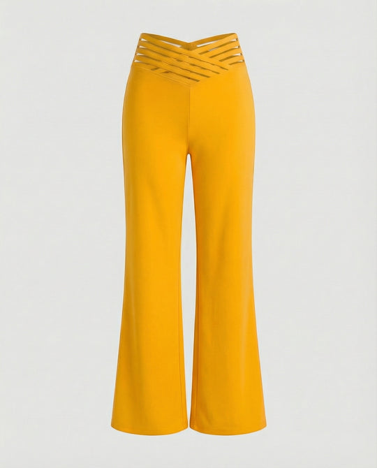 Damen Weit geschnittene Palazzo-Hose mit trendigen Cut-Outs EB