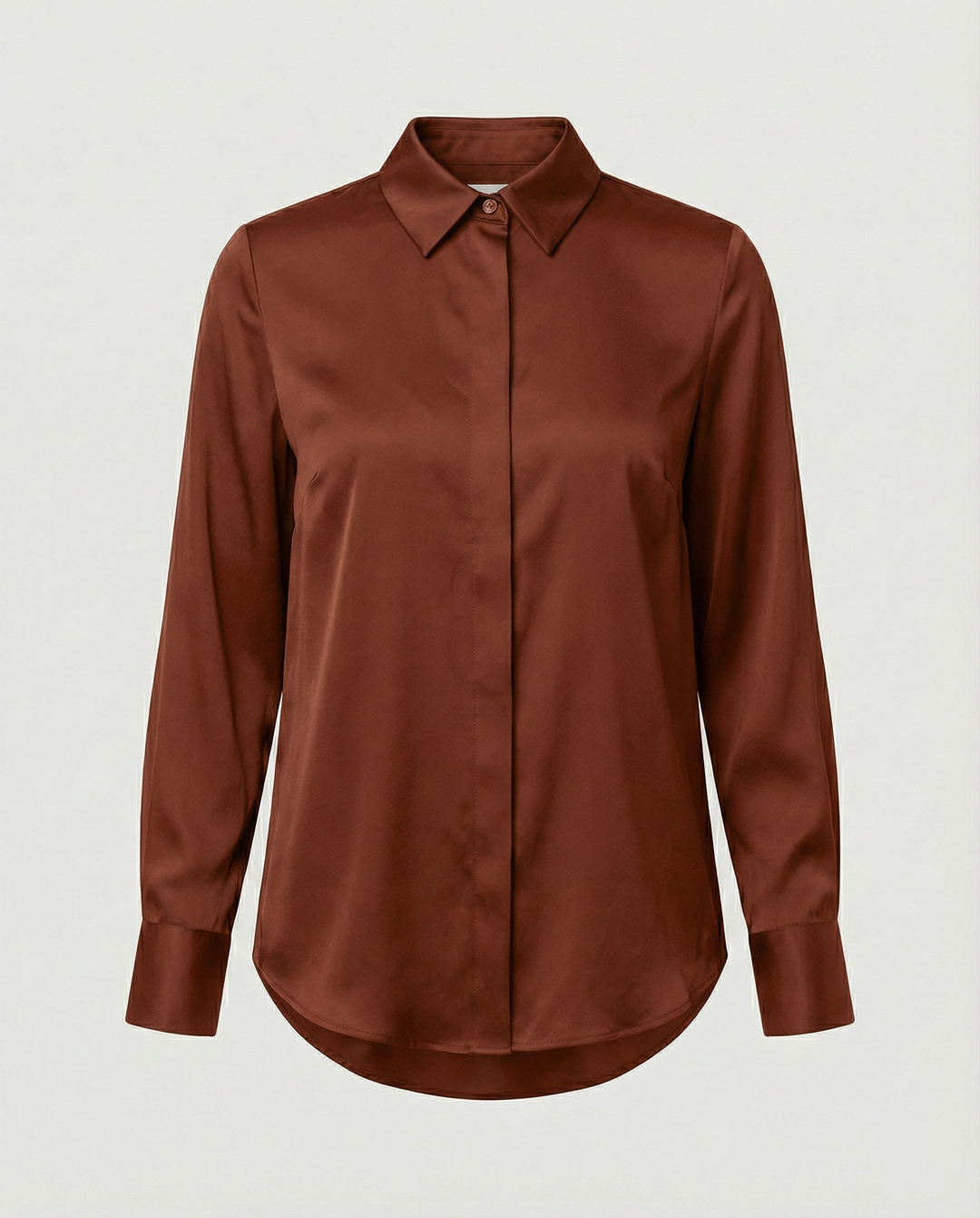 Damen elegante Satinbluse mit klassischem Kragen und zeitlosem Schnitt EB