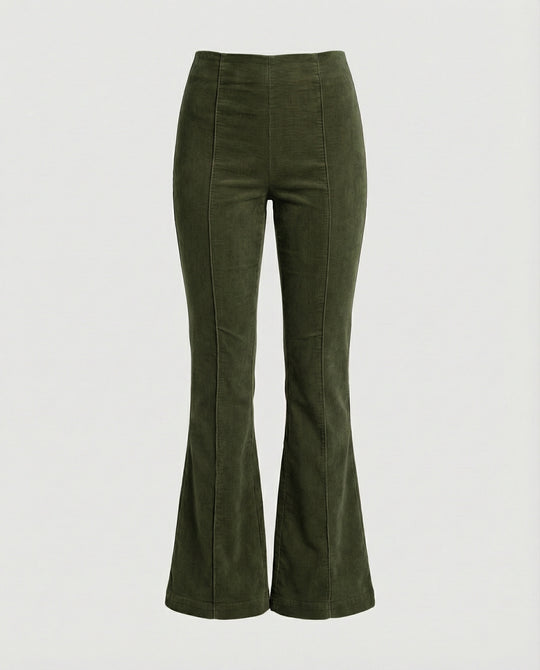 Damen Flared Cord-Hose mit hohem Bund und weichem Material EB