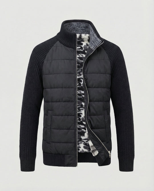 Herren Hybridjacke mit Kunstleder-Elementen