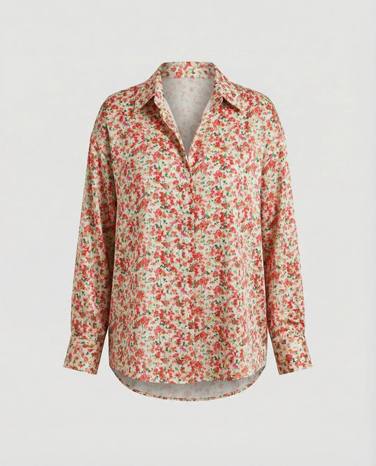Leichte Hemdbluse Damen Aquarell Blumen