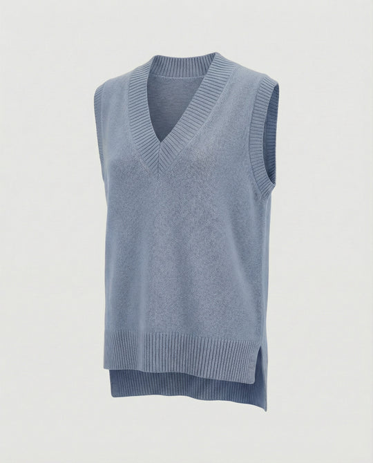 Damen Strickweste mit V-Ausschnitt und Rippstruktur EB