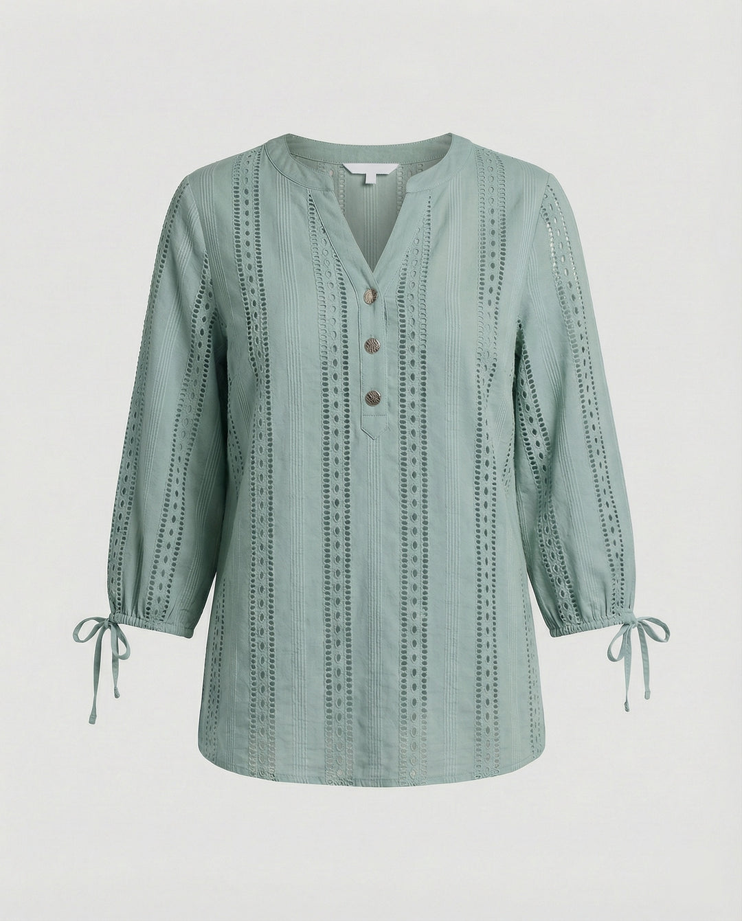 Damen Modisches Blusenshirt mit Spitzendetails und Knopfleiste EB
