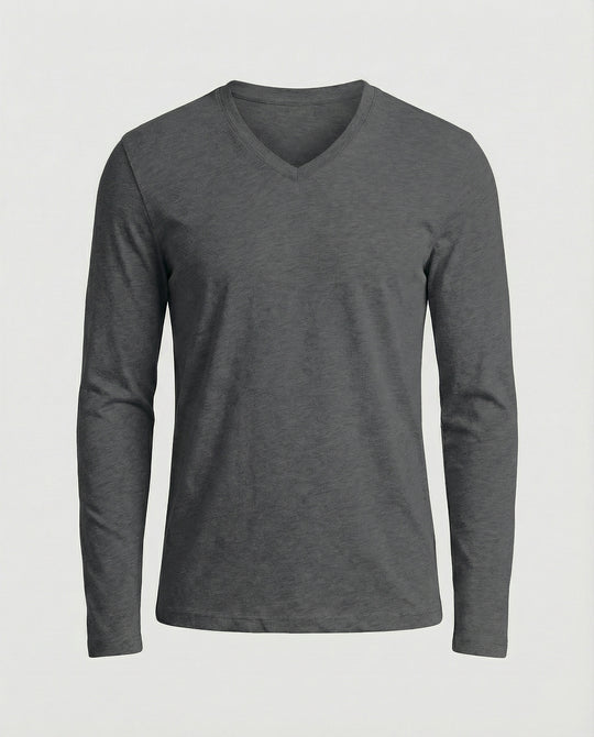Herren lässiges V-Ausschnitt Langarmshirt EB