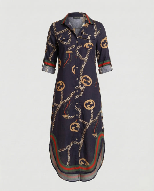 Freizeitkleid Damen Hemdblusenkleid Schlitz