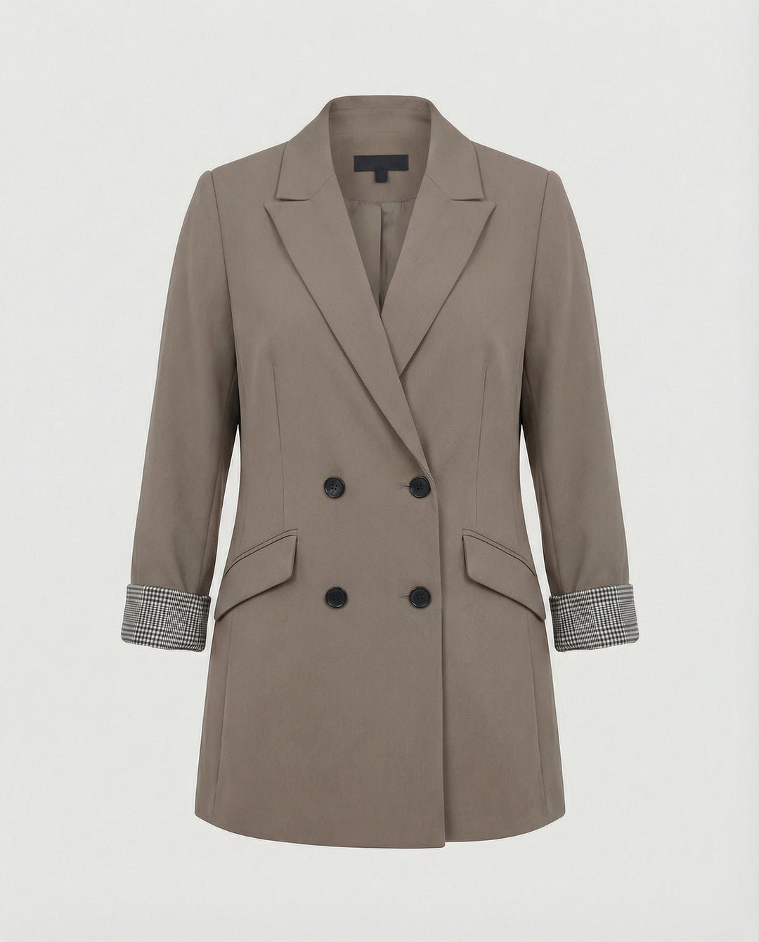 Damen Doppelreihiger Blazer mit kontrastierenden Ärmelaufschlägen EB