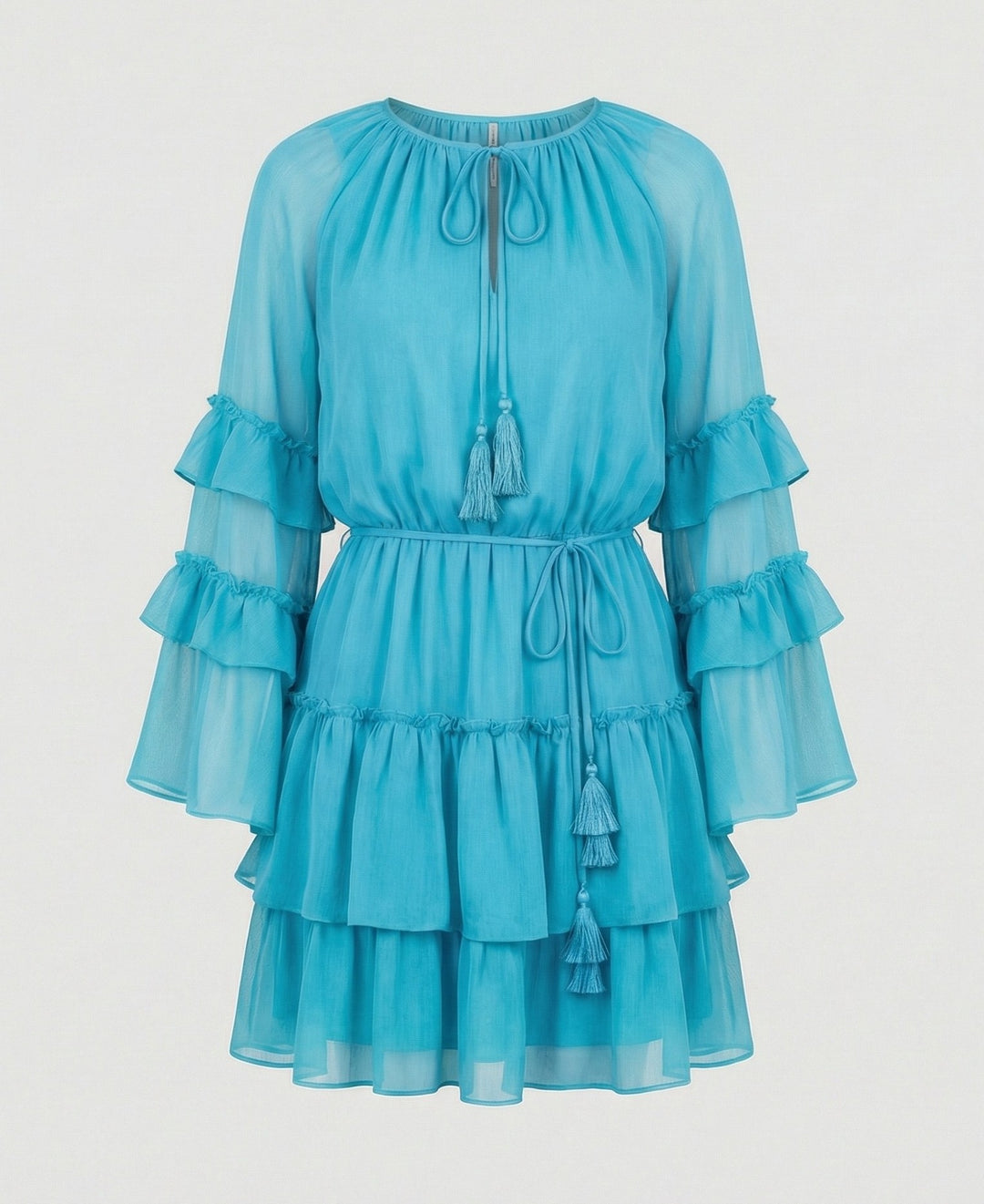Freizeitkleid Damen Chiffon Volantkleid