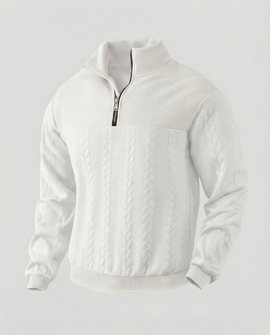 Herren Strickpullover mit hohem Kragen und modernem Reißverschluss EB