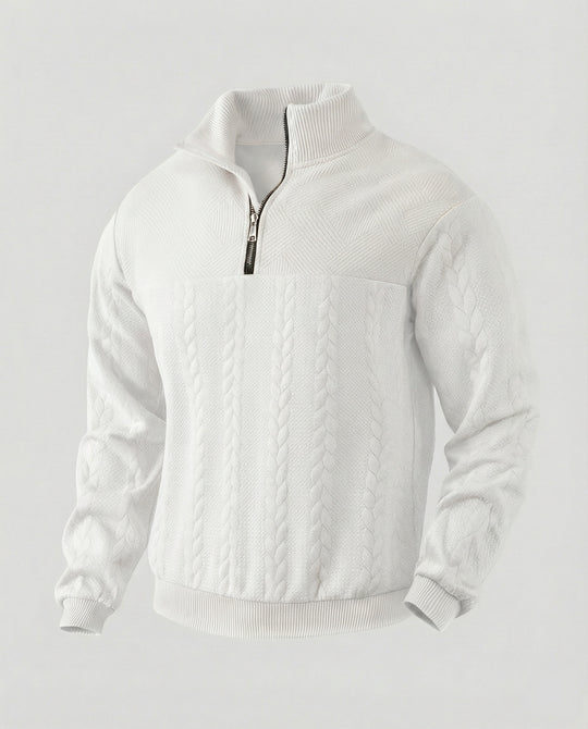 Herren Strickpullover mit hohem Kragen und modernem Reißverschluss EB