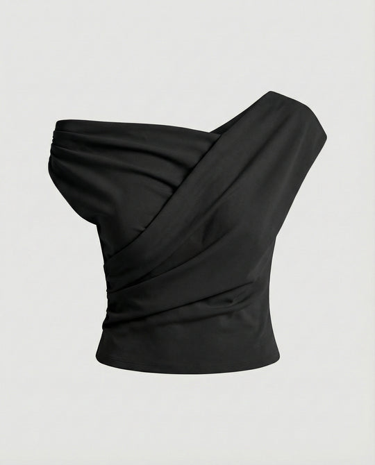 Damen Elegantes Drapiertes Oberteil mit asymmetrischem Schnitt EB