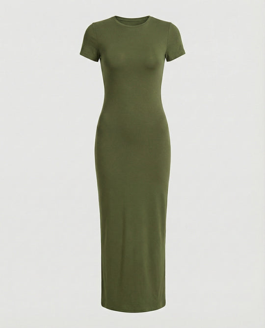 Figurbetontes Maxikleid mit kurzen Ärmeln