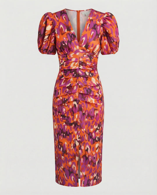 Damen Abendkleid mit voluminösen Puffärmeln EB