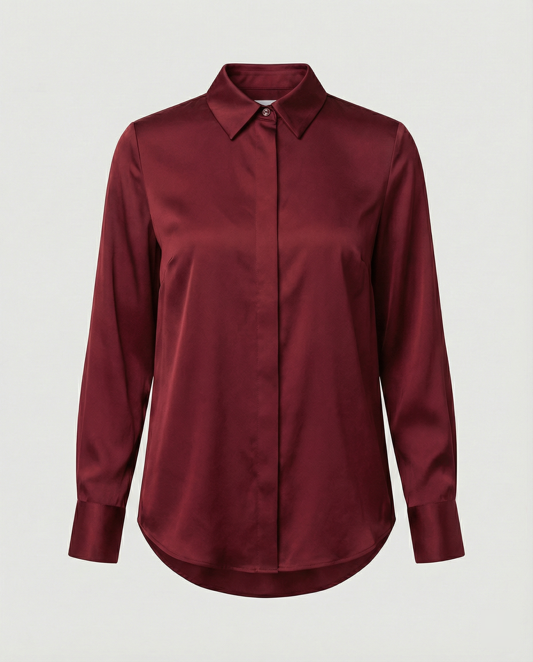 Damen elegante Satinbluse mit klassischem Kragen und zeitlosem Schnitt EB