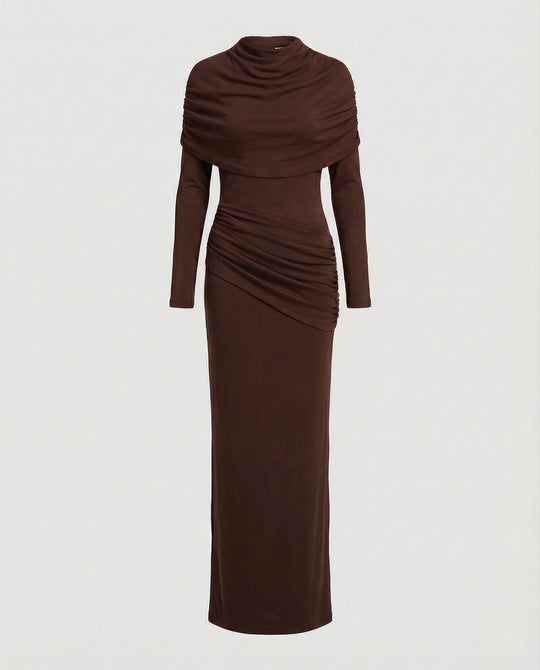 Damen Maxikleid mit Drapierung