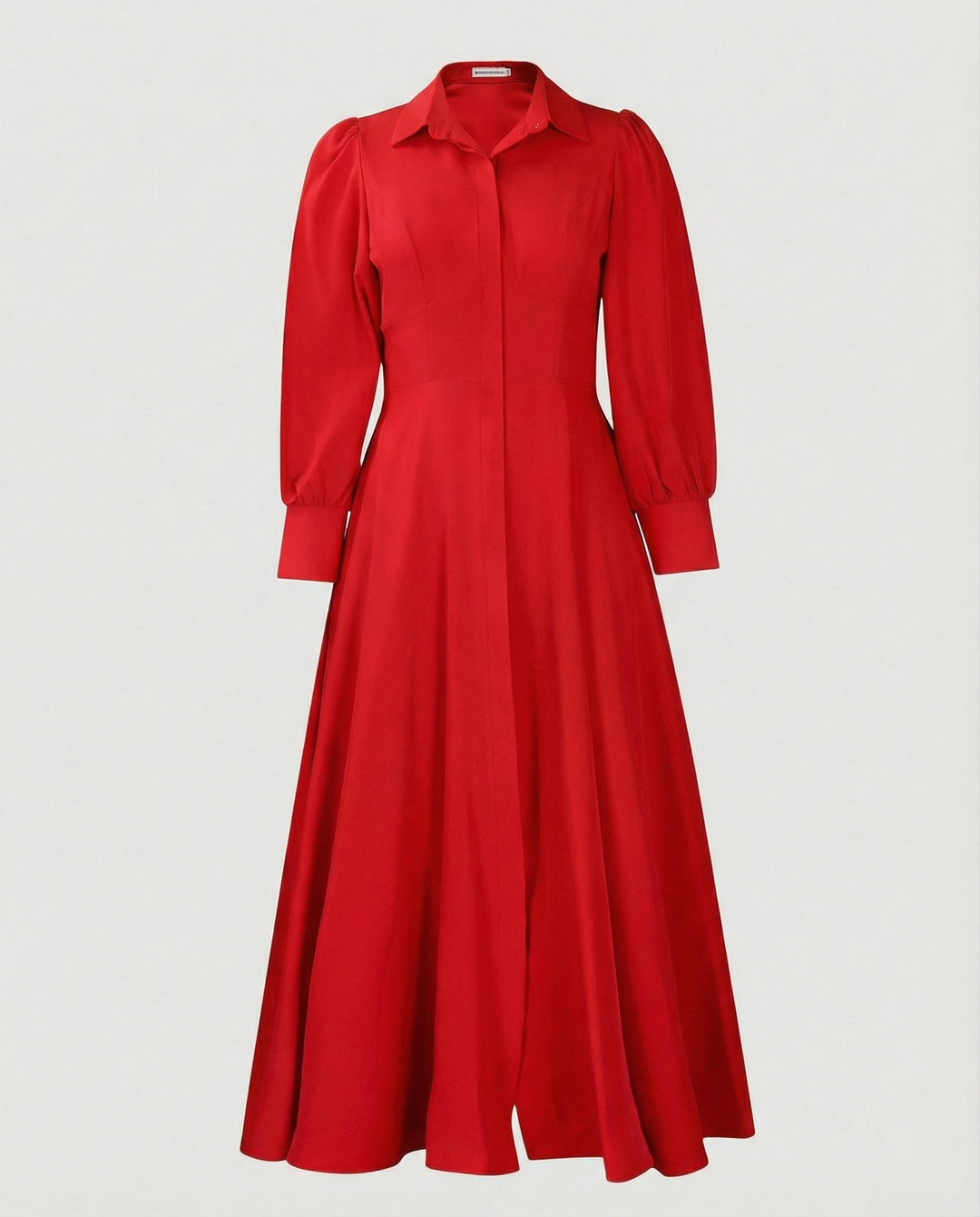 Damen Hemdkleid Maxi mit Ballonärmeln