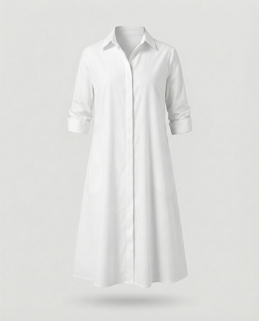 Damen Hemdblusenkleid Baumwolle Freizeit