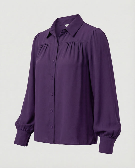Damen Elegante Bluse mit Puffärmeln und Knopfdetails EB