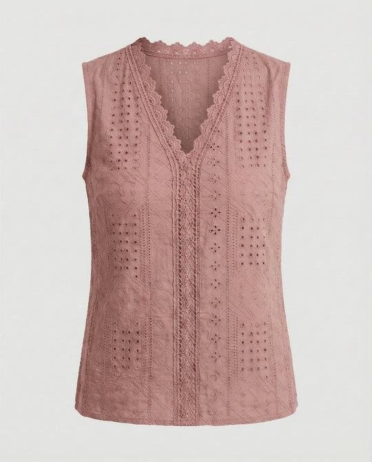 Damen Baumwolltop mit Lochstickerei EB